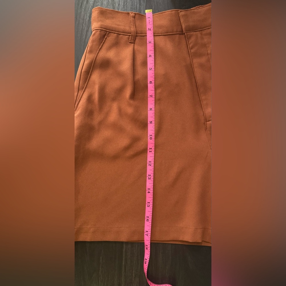 Abercrombie & Fitch High Waisted Tailored Shorts, Rust/Burnt Orange, Size Small - Picture 6 of 7